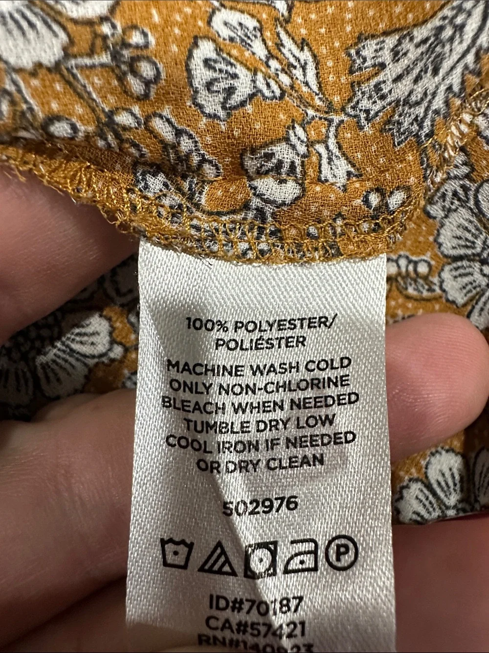 LOFT Floral Pintuck-Front Blouse in Caramel/White, Size M